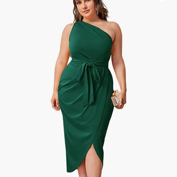 Green One Shoulder Party Dress NWOT - Picture 5 of 6